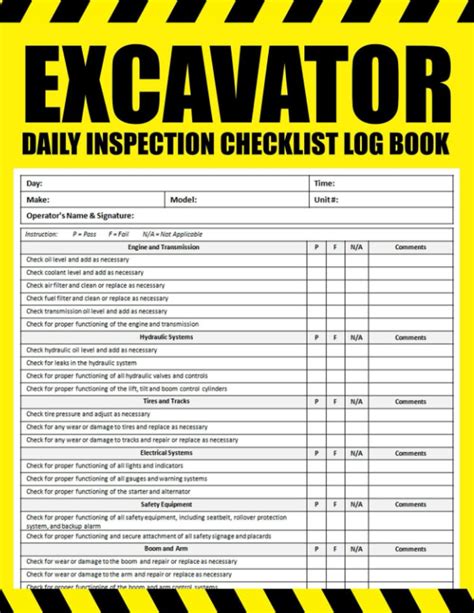 free mini excavator inspection sheet|excavator daily maintenance checklist.